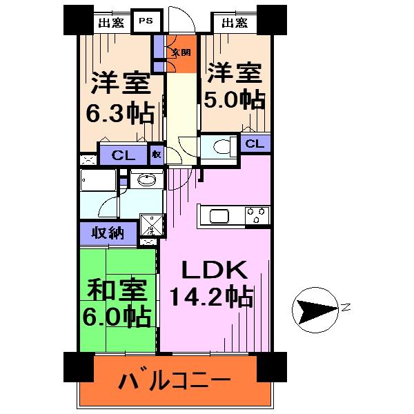 Floor plan. 3LDK, Price 21,800,000 yen, Occupied area 66.67 sq m floor plan
