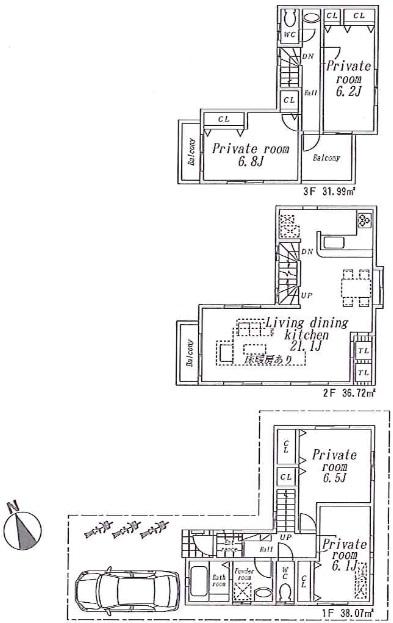 Floor plan. 35,800,000 yen, 4LDK, Land area 78.08 sq m , Building area 106.78 sq m