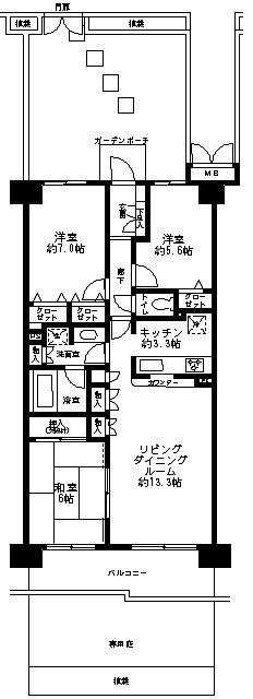 Floor plan. 3LDK, Price 19,800,000 yen, Occupied area 76.23 sq m , Balcony area 10.68 sq m