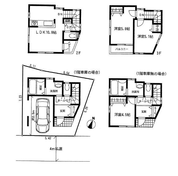 Compartment view + building plan example. Building plan example, Land price 9.8 million yen, Land area 42.59 sq m , Building price 14 million yen, Building area 68.13 sq m building plan: price 14 million yen (tax included) Area 68.13m2