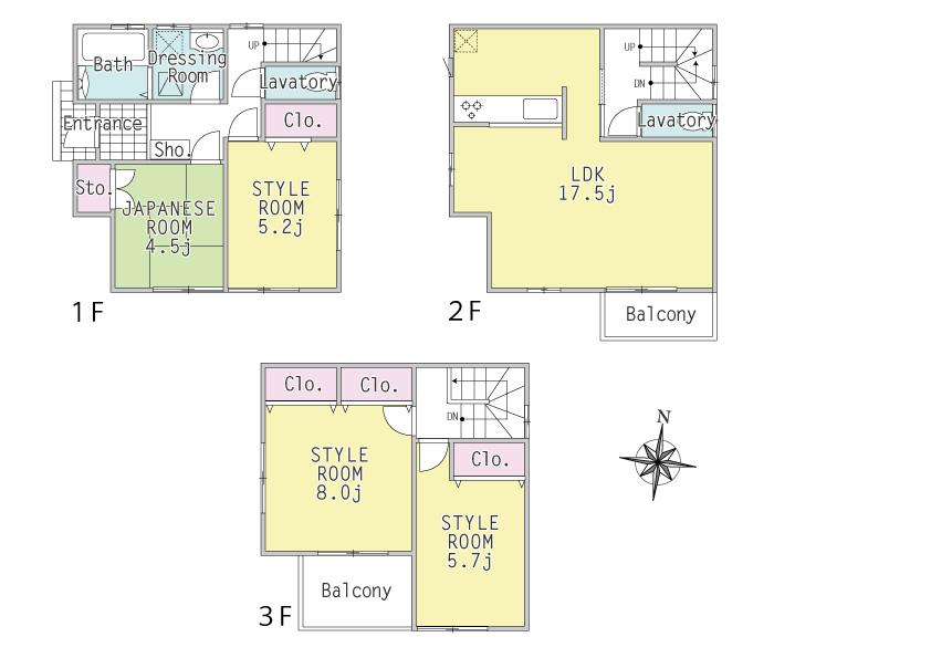 Floor plan. (Building 2), Price 42,800,000 yen, 4LDK, Land area 67.58 sq m , Building area 102.66 sq m