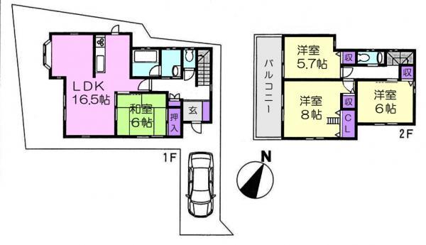 Floor plan. 27,800,000 yen, 4LDK, Land area 122.06 sq m , Building area 98.54 sq m