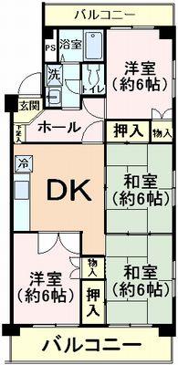 Floor plan. 4DK, Price 11.8 million yen, Occupied area 69.84 sq m , Balcony area 13.69 sq m