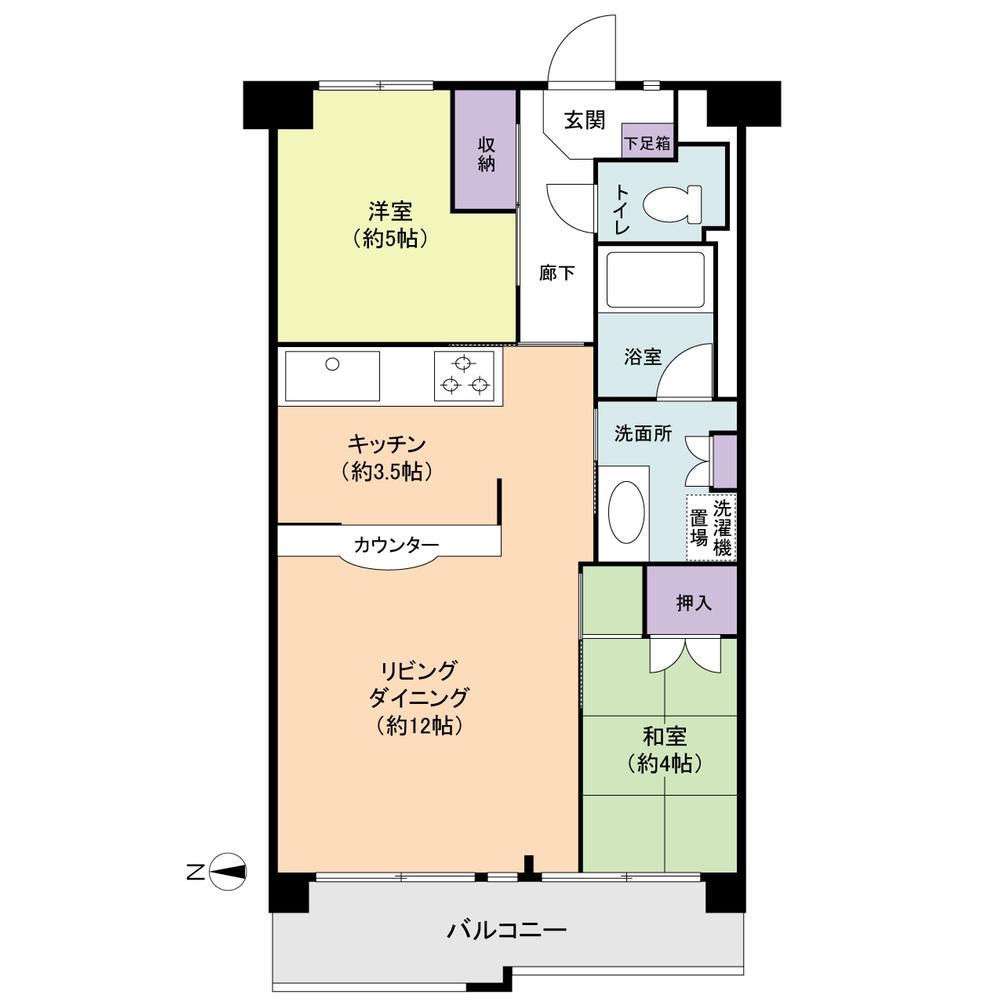 Floor plan. 2LDK, Price 13 million yen, Occupied area 56.84 sq m , Balcony area 7.77 sq m