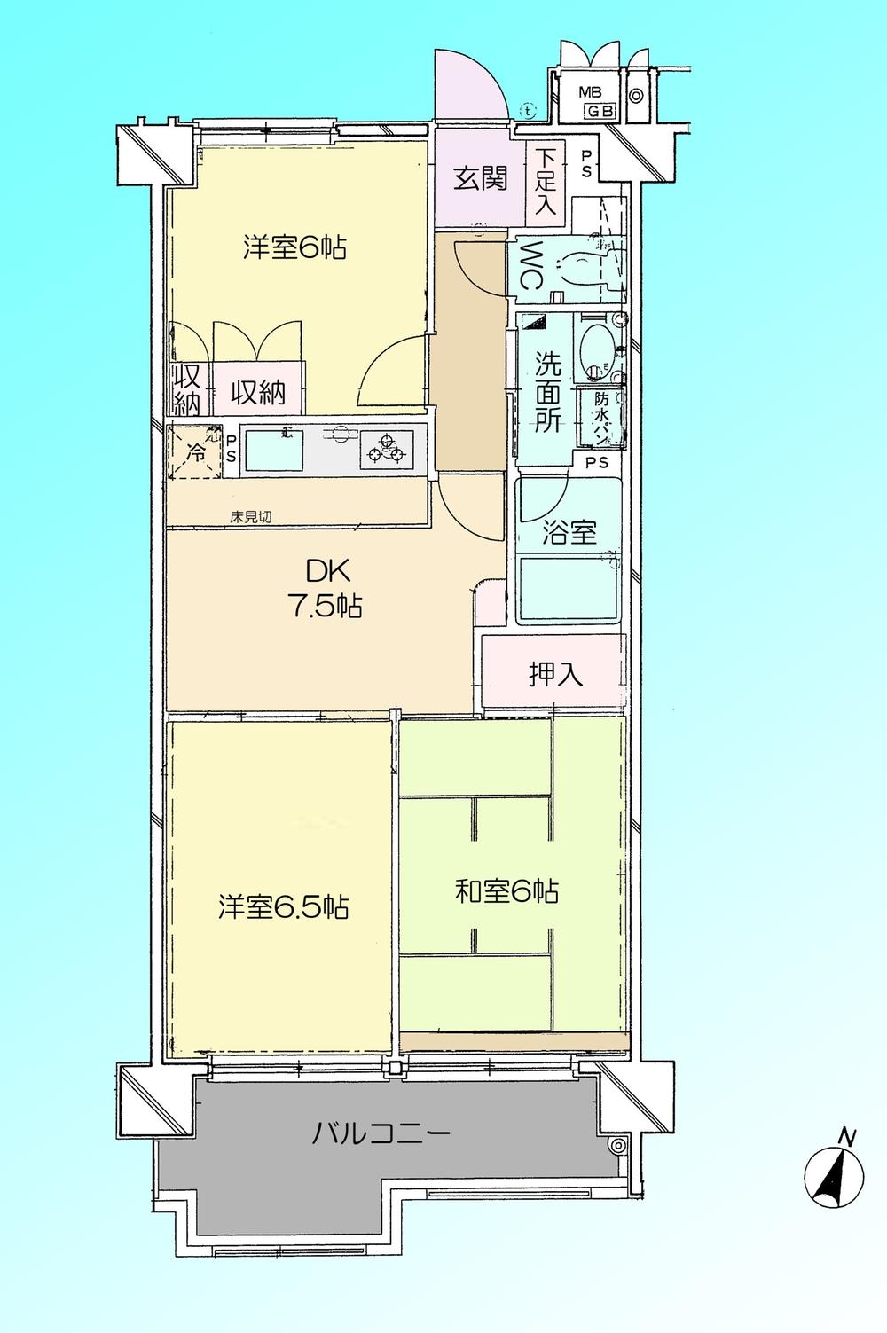 Floor plan. 3DK, Price 13.8 million yen, Occupied area 56.48 sq m , Balcony area 8.36 sq m 3DK, You can also change in the future 2LDK.