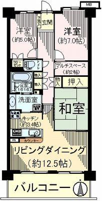 Floor plan. 3LDK, Price 27 million yen, Occupied area 80.03 sq m , Balcony area 12.8 sq m
