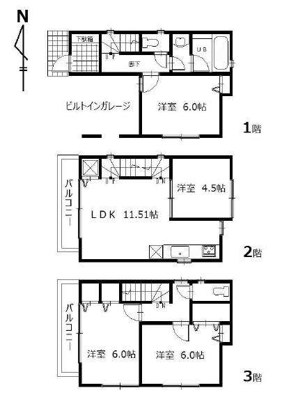 Floor plan. 26,800,000 yen, 4LDK, Land area 52 sq m , Building area 93.26 sq m