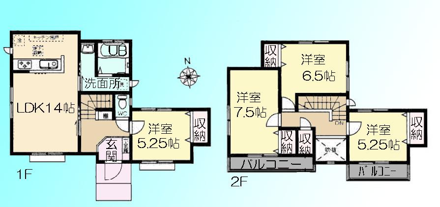 Floor plan. 18,800,000 yen, 4LDK, Land area 128.84 sq m , Building area 94.39 sq m