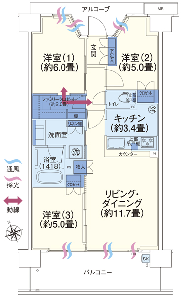 Other. G type 3LDK + FC (family closet) price / 28,380,000 yen Occupied area / 69.01 sq m  Balcony area / 12.60 sq m  Alcove area / 4.92 sq m