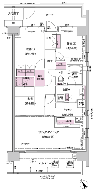 Floor: 3LDK + N (storeroom), the occupied area: 75.17 sq m