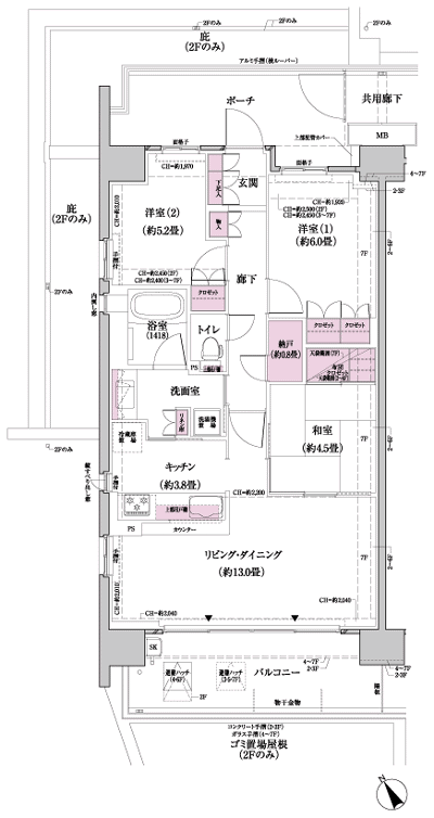 Floor: 3LDK + N (storeroom), the area occupied: 74.6 sq m
