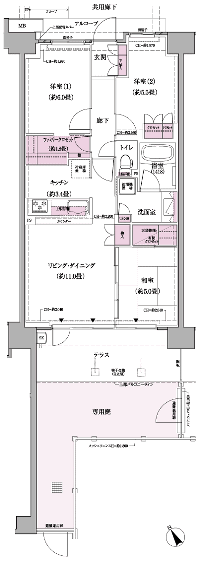 Floor: 3LDK + FC (family closet), the area occupied: 70.1 sq m
