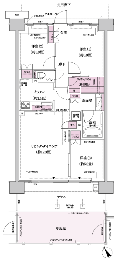 Floor: 3LDK + FC (family closet), the occupied area: 70.56 sq m
