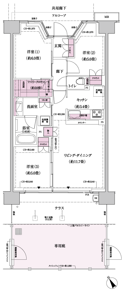 Floor: 3LDK + FC (family closet), the occupied area: 69.01 sq m