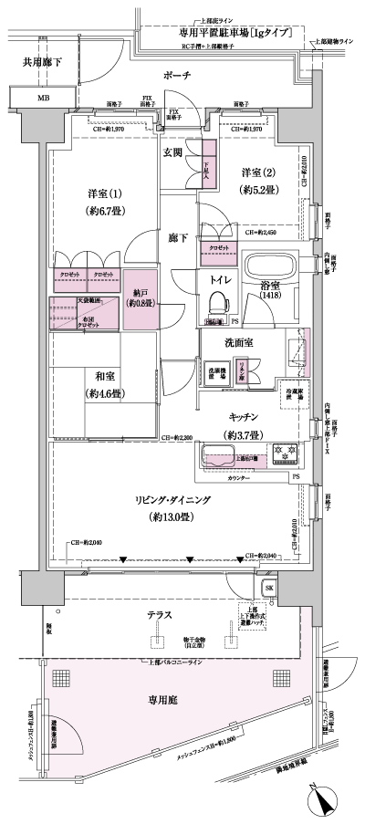 Floor: 3LDK + N (storeroom), the occupied area: 75.17 sq m