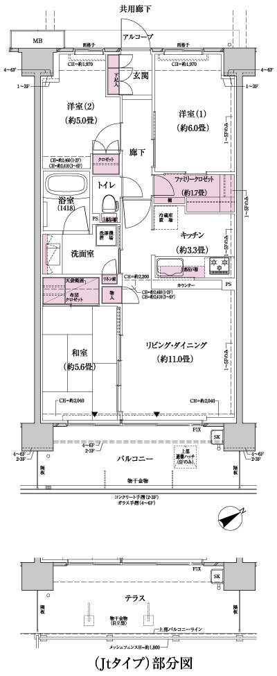 Floor: 3LDK + FC (family closet), the occupied area: 68.93 sq m