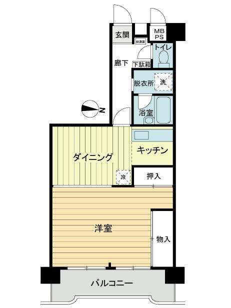 Floor plan. 1DK, Price 11.8 million yen, Occupied area 46.06 sq m , Balcony area 7.1 sq m floor plan