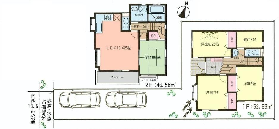 Floor plan. 22,800,000 yen, 4LDK + S (storeroom), Land area 122.82 sq m , Building area 99.57 sq m
