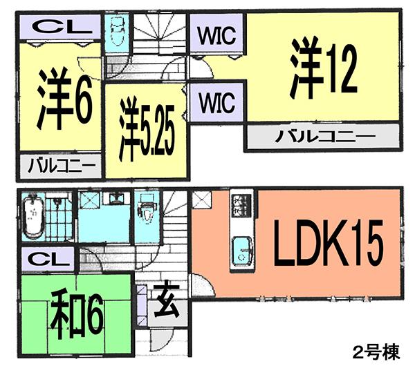 Floor plan. (Building 2), Price 29,800,000 yen, 4LDK, Land area 100.4 sq m , Building area 102.8 sq m