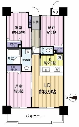 Floor plan. 2LDK + S (storeroom), Price 14.9 million yen, Occupied area 58.63 sq m , Balcony area 11.64 sq m