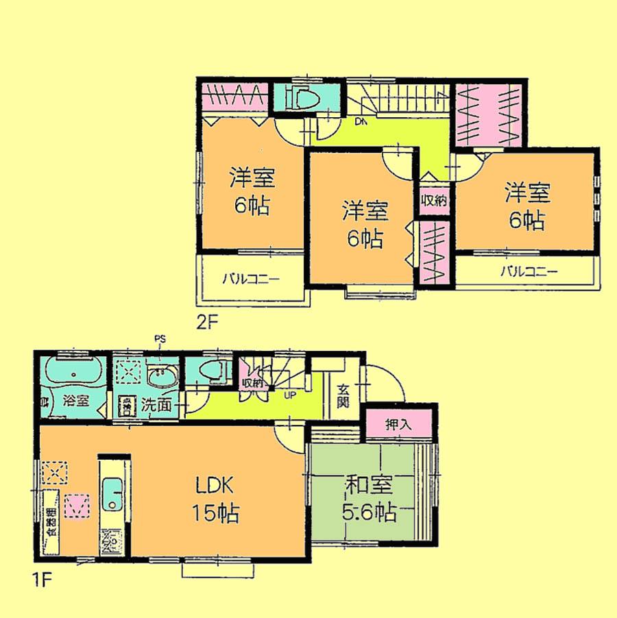 Floor plan. Price 26,800,000 yen, 4LDK, Land area 110.89 sq m , Building area 96.26 sq m
