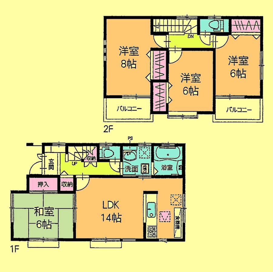 Floor plan. Price 27,800,000 yen, 4LDK, Land area 115.44 sq m , Building area 95.22 sq m