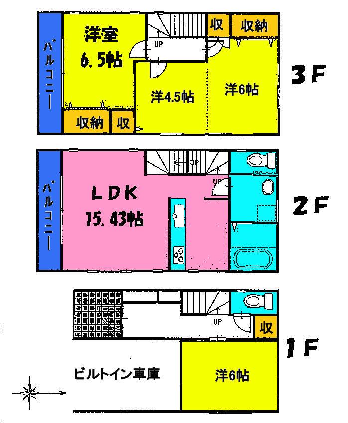 Floor plan. 29,800,000 yen, 4LDK, Land area 63.38 sq m , Building area 114.26 sq m