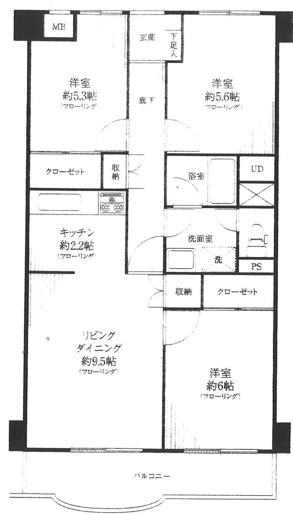 Floor plan. 3LDK, Price 11.8 million yen, Footprint 67.1 sq m , Balcony area 7.69 sq m