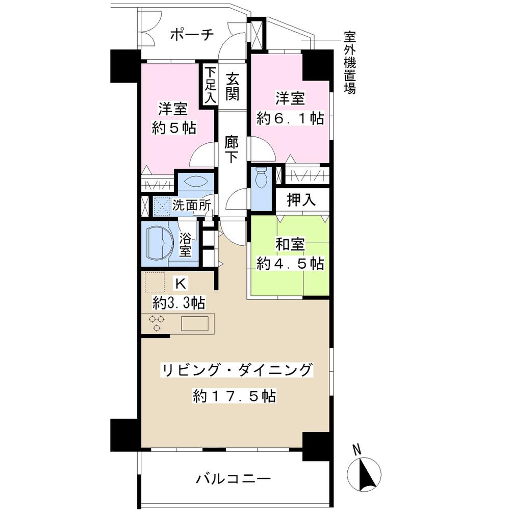 Floor plan. 3LDK, Price 26.5 million yen, Occupied area 77.18 sq m , Balcony area 10.68 sq m