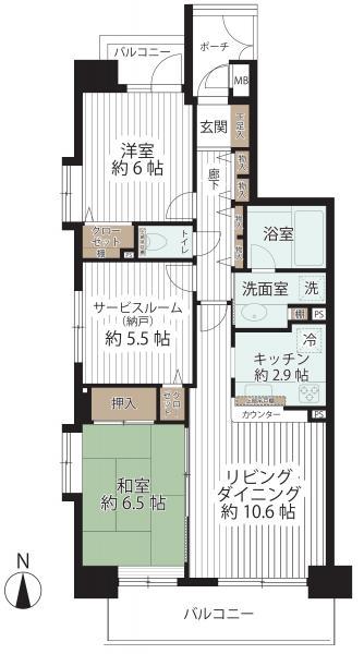 Floor plan. 2LDK+S, Price 26,900,000 yen, Occupied area 70.21 sq m , Between the balcony area 10.6 sq m floor plan