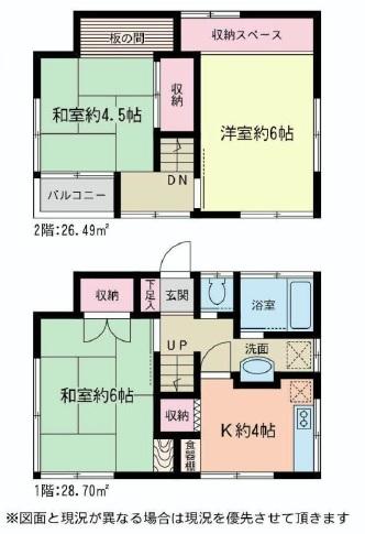 Floor plan. 9.8 million yen, 3K, Land area 42.71 sq m , Building area 55.19 sq m