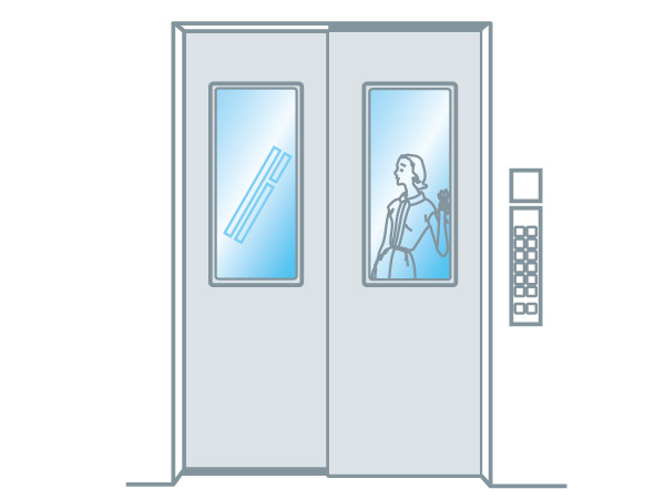 Security.  [Elevator with security window] You can see the inside of the elevator car in order to ensure the safety of residents, It has adopted the elevator with security window.  ※ Except the first floor. (Conceptual diagram)