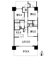 Floor: 3LDK + WIC + terrace, the occupied area: 71.97 sq m