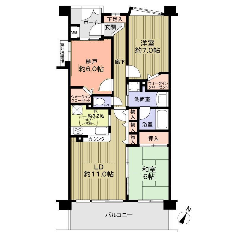 Floor plan. 2LDK + S (storeroom), Price 23.8 million yen, Occupied area 75.86 sq m , Balcony area 13 sq m