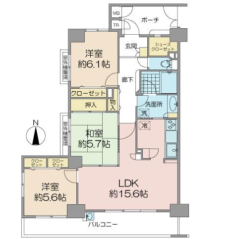 Floor plan. 3LDK, Price 38,900,000 yen, Occupied area 78.49 sq m , Balcony area 13.23 sq m
