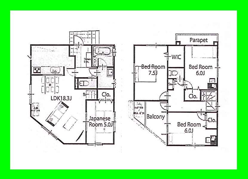 Floor plan. (A Building), Price 32,800,000 yen, 4LDK, Land area 112.07 sq m , Building area 98.74 sq m