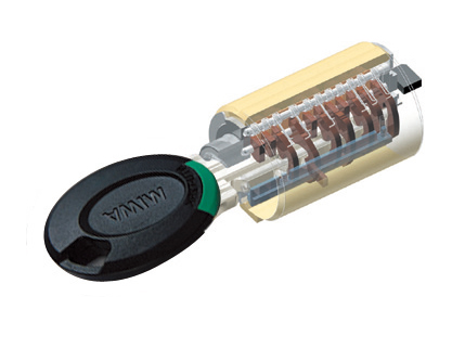 Security.  [Progressive cylinder key with non-touch function] Replicate in a complicated structure ・ Adopt a difficult key is illegal unlocking. Entrance can be unlocked in the non-touch. (Conceptual diagram)