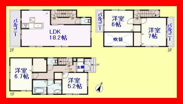 Floor plan. 28.8 million yen, 4LDK, Land area 89.39 sq m , A building area of ​​106.81 sq m atrium living
