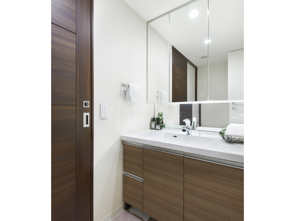 Powder Room three-sided mirror back storage, Providing the accommodation, such as a convenient place linen cabinet