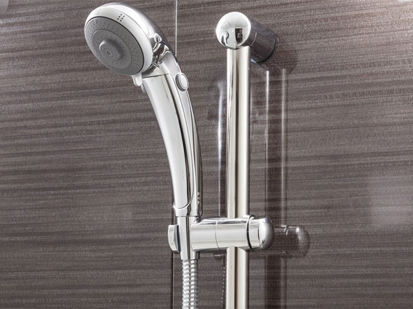 Bathing-wash room.  [One-stop 3WAY shower] To shower, Adopted 3WAY shower head capable of adjusting the water flow. It is a specification with enhanced water-saving properties. (Model Room D type ・ Model room plan ※ Some including paid option)