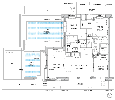 Floor: 4LDK + R + 2W, occupied area: 85.95 sq m