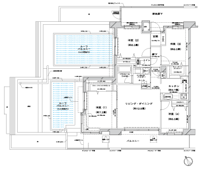 Floor: 4LDK + R + 2W, occupied area: 87.11 sq m