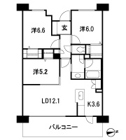 Floor: 3LDK + 2W, occupied area: 73 sq m