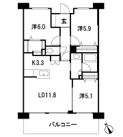 Floor: 3LDK + W, the occupied area: 70.95 sq m