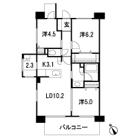 Floor: 3LDK + MT + W, the area occupied: 68.1 sq m