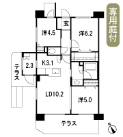 Floor: 3LDK + PG + T + MT + W, the area occupied: 68.1 sq m
