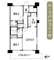 Floor: 2LDK + R + W + S, the area occupied: 60.5 sq m