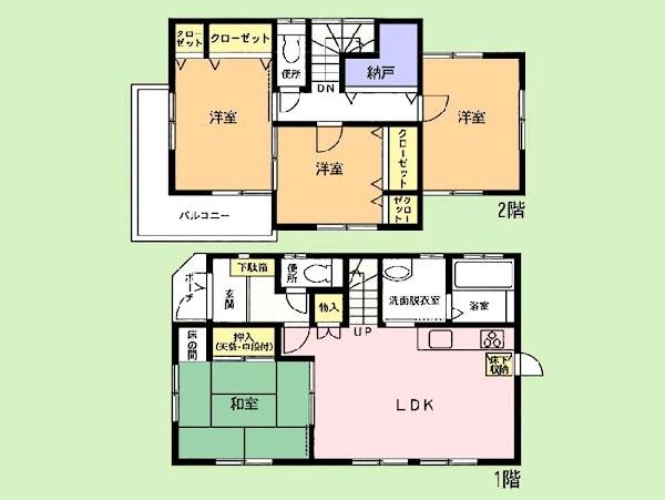 Floor plan. 29,800,000 yen, 4LDK+S, Land area 100.41 sq m , Building area 90.25 sq m