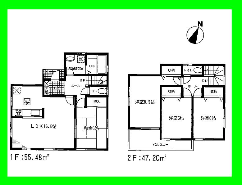 Floor plan. (1 Building), Price 32,800,000 yen, 4LDK, Land area 130.14 sq m , Building area 102.68 sq m