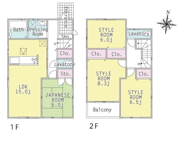 Floor plan. (Building 2), Price 27,800,000 yen, 4LDK, Land area 120.09 sq m , Building area 101.22 sq m